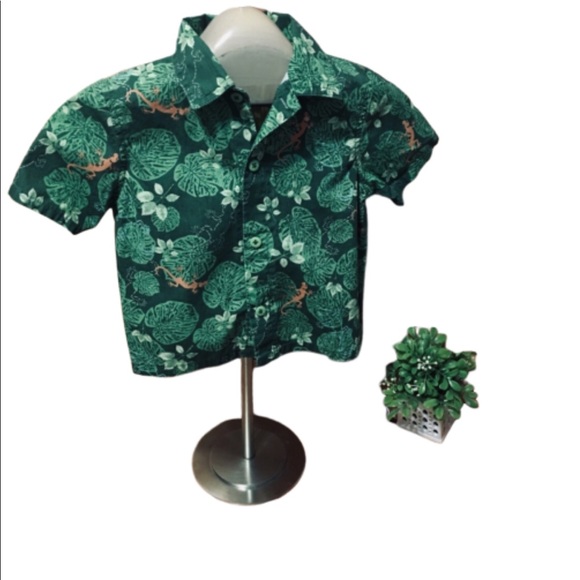 Vitamins Kids Green Boys Hawaiian Style Shirt - Picture 2 of 5
